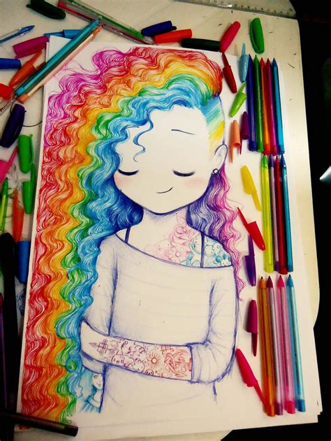 Colored Ballpoint Pens... - Imgur Girly Drawings, Art Drawings For Kids ...