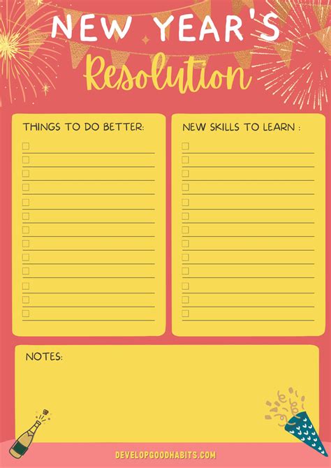 15 Printable New Year’s Resolutions Templates for 2023 – ReportWire