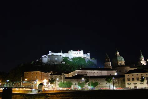 Hohensalzburg Fortress At Night Free Stock Photo - Public Domain Pictures