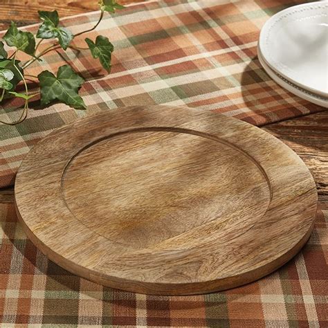 Wood Grain Round Charger Plate | Antique Farmhouse