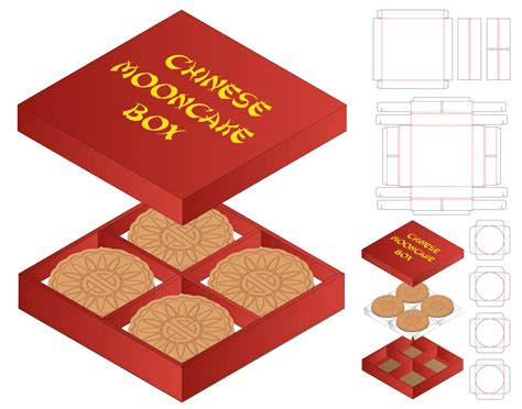 Chinese Moon Cake Box packaging die cut template design. 20260628 ...