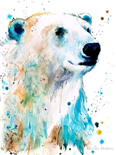 Polar Bear Watercolor Painting Print by Slaveika Aladjova - Etsy | Bear ...