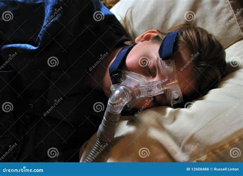 Woman with CPAP Mask stock photo. Image of health, hospital - 12608488