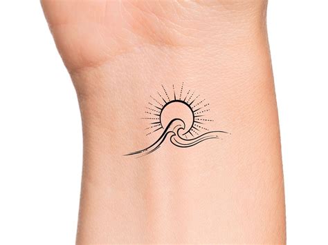 Dainty Sun Wave Temporary Tattoo / Sun Tattoo / Wave Tattoo - Etsy