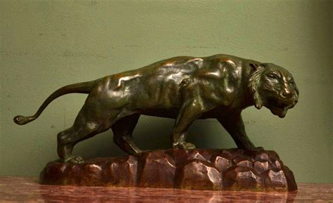 Antique Art Deco Bronze Panther Sculpture Rousseau