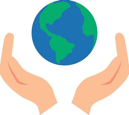 Vector Illustration Of Two Hands Holding The Earth Stock Clipart ...