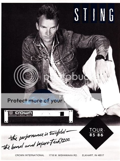 1986 Singer Sting photo "Two-Fold Performance" Crown Equipment print ad ...