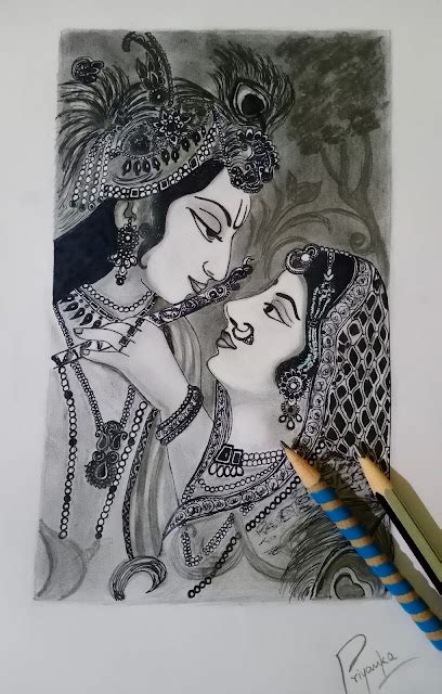 Art at the start : Lord Krishna : Pencil sketch