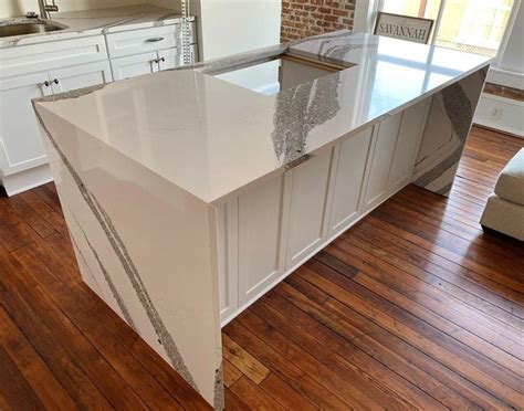 Peerless Waterfall Edge Granite Countertop Trinity Bamboo Kitchen Cart