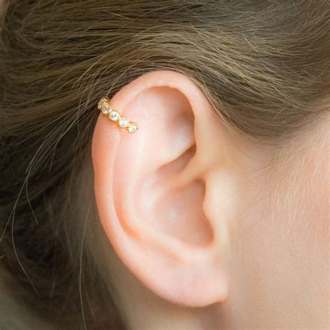 Mother Day Helix Piercing Gold, Helix Earring, Pave Cartilage Earrings ...