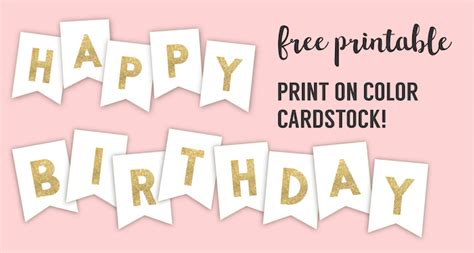 Happy Birthday Banner Printable Template - Paper Trail Design