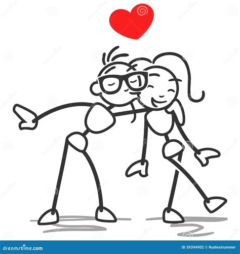 Stick Figure Stick Man Couple In Love Kissing Huggin Stock Vector ...