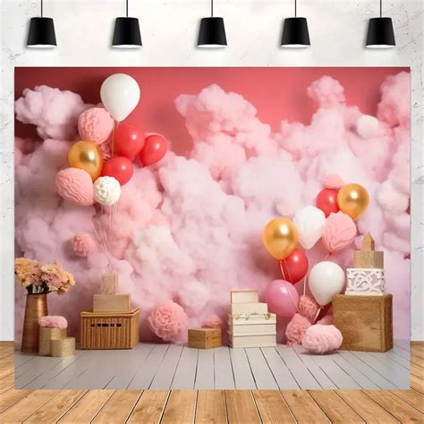 Golden Balloon Girl First Birthday Party Backdrops - Temu