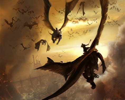 Brown dragons digital wallpaper, flying, dragon, fantasy art, digital ...