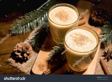 Homemade Traditional Christmas Eggnog Drinks Ground Stock Photo ...