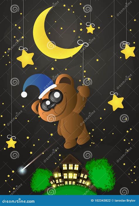 Good night moon stock vector. Illustration of text, dream - 102343822