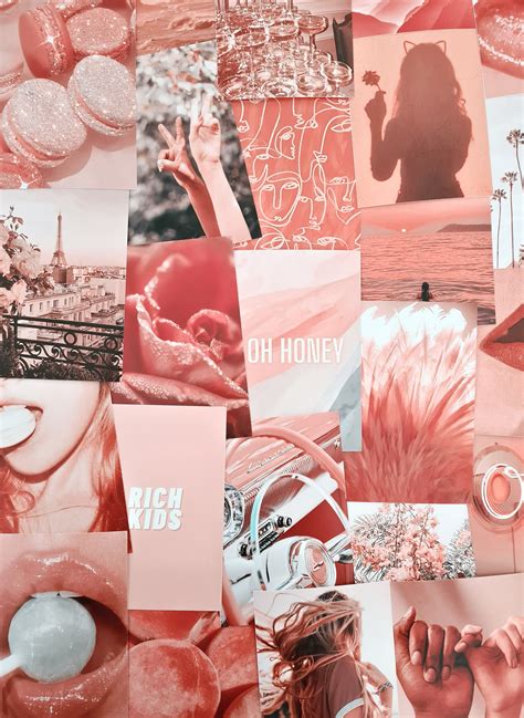 Peach Collage Peach Aesthetic Collage Aesthetic Wall Art | Etsy