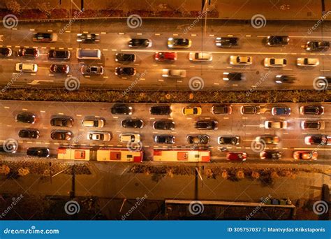 Drone Photography Top Down View of City Street Rush Hour during Autumn ...