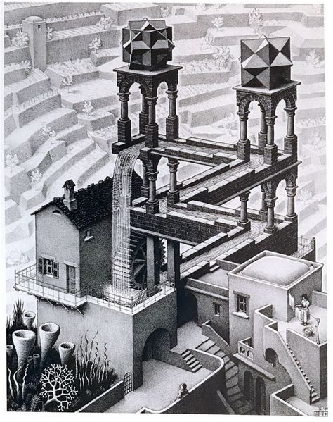 WATERFALL Escher Vintage Print Escher Poster Surrealist - Etsy Canada ...