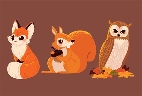 set autumn animals 11126998 Vector Art at Vecteezy