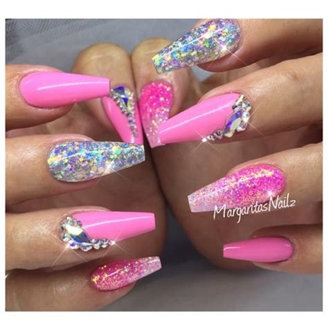 Bright Pink Ombre Nails With Glitter - We're calling for bne (big nail ...