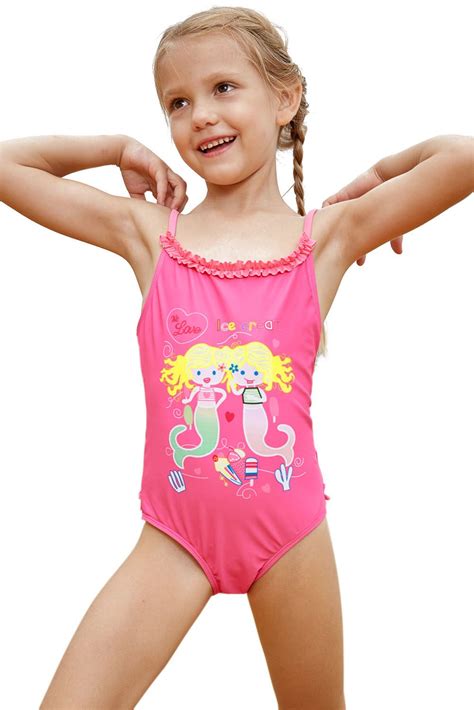 Pink Little Mermaid Princess Teddy Swimsuit | Kids swimwear girls, Baby ...