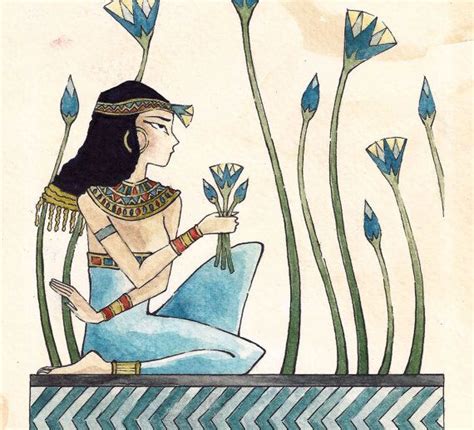 egyptian lotus flower | Egyptian Woman Collecting Lotus Flowers by the ...