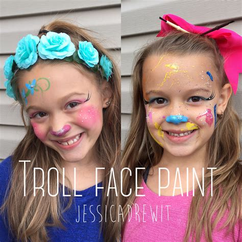 Trolls face paint | Accesorios de halloween, Pintura cara infantil ...