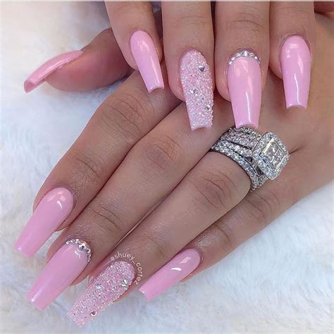 Baby Pink Nails With Diamonds