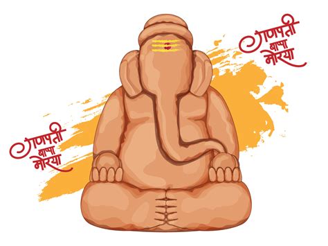 Hindi Text Ganpati Bappa Morya With Creative Soil Ganesha Idol And ...