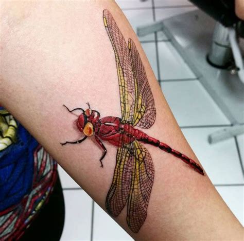 Animal Tattoo Designs - Red and yellow dragonfly tattoo by Faithful ...