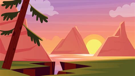 Trendy Sunset Mountains 25439982 Vector Art at Vecteezy