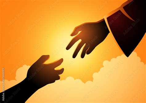 God hand reaching out for human hand Stock Vector | Adobe Stock