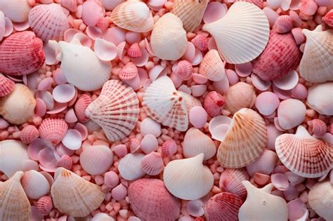 Premium AI Image | sea shells in a sea of pink and white shell