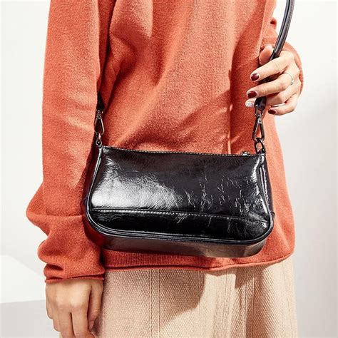 Black Leather Handbags Zipper Shoulder Bags | Baginning