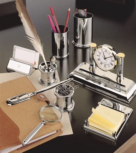 Chrome plated set of elegant desk accessories