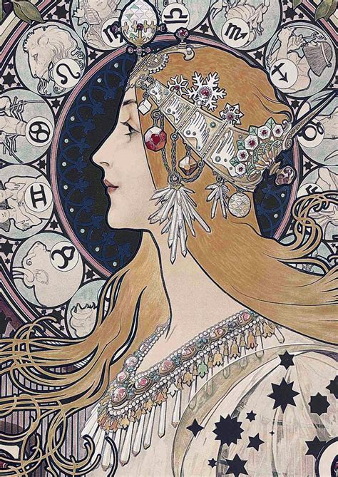 "Vintage, Alphonse Mucha \"Zodiac\" Restored Reproduction Print. 17x24"