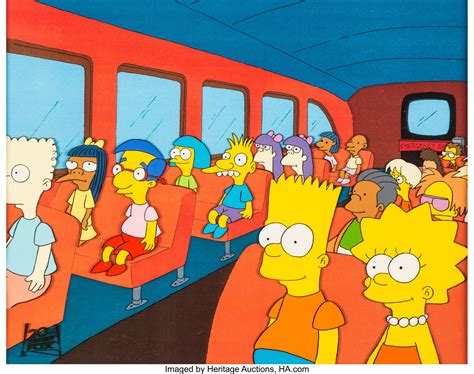 The Simpsons Bart and Lisa on the Bus Production Cel (Fox, | Lot #97008 ...