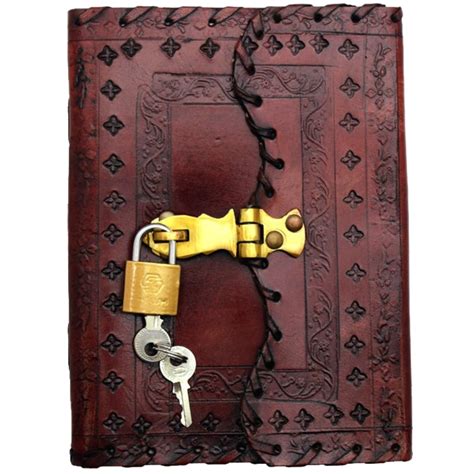 Leather Journal Embossed with Lock and Key 5x7 - The Zen Shop