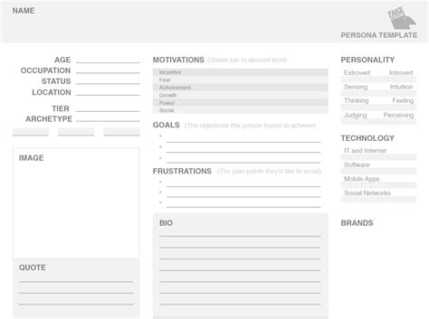 UX User Persona Printable Version