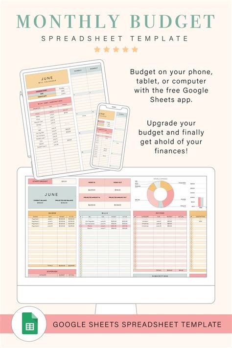 the free printable budget spreadsheet template is shown in this image ...