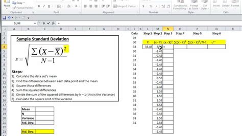 Excel Statistics 04: Calculating Variance and Standard Deviation - YouTube