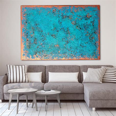 Original ABSTRACT PAINTING XLarge Canvas Art Turquoise Abstract Wall ...