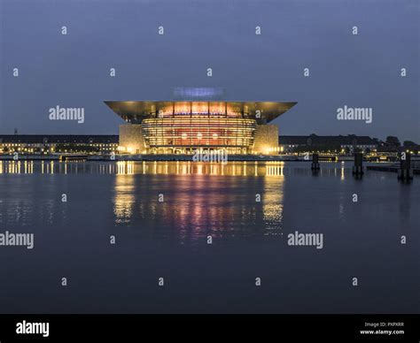 Copenhagen Opera House at Night, Copenhagen, Denmark, Europe Stock ...