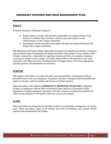 Crisis Management Plan Template For Schools