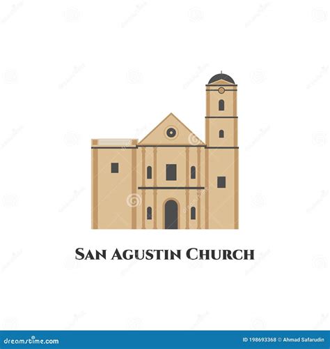 San Agustin Church Manila Philippines Vector Flat Attraction ...