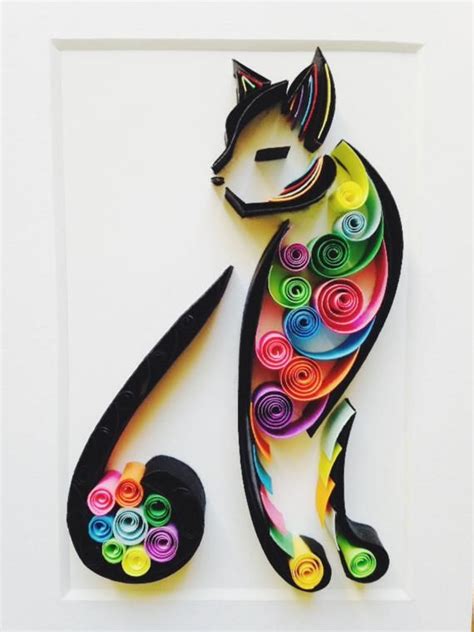 Quilling Art Elegant Cat, Quilled Paper Cat, Cat Lover Gift, Unique ...