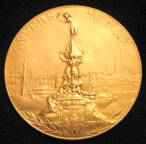 1920 ANTWERP, BELGIUM GOLD WINNERS MEDAL, AS PRESENTED TO AN ELITE ...