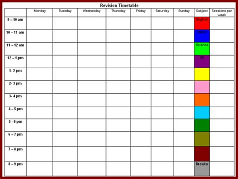 Timetable Templates For School in Excel Format - Download Free ...