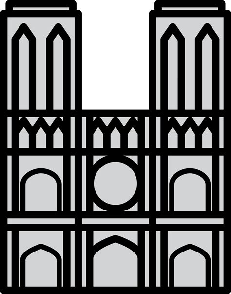 outline simplicity drawing of notre dame cathedral landmark front ...